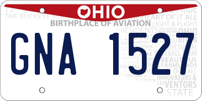OH license plate GNA1527