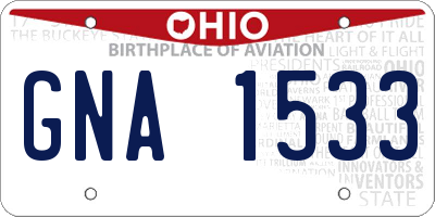 OH license plate GNA1533