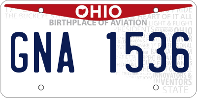 OH license plate GNA1536