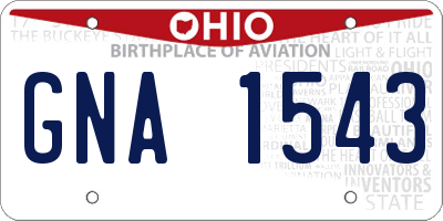 OH license plate GNA1543