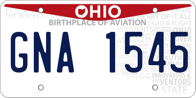 OH license plate GNA1545