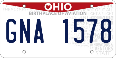 OH license plate GNA1578