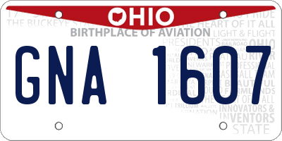 OH license plate GNA1607