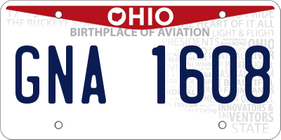 OH license plate GNA1608