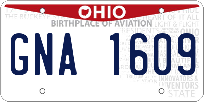 OH license plate GNA1609