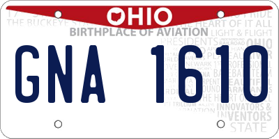 OH license plate GNA1610