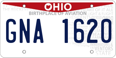 OH license plate GNA1620