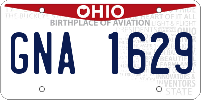 OH license plate GNA1629