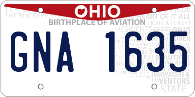 OH license plate GNA1635