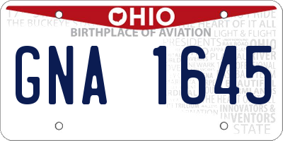 OH license plate GNA1645