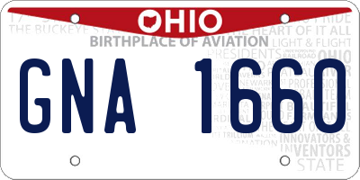 OH license plate GNA1660