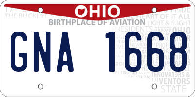 OH license plate GNA1668