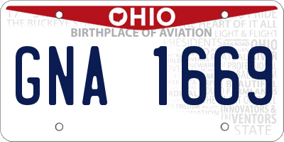 OH license plate GNA1669