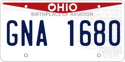OH license plate GNA1680