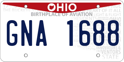 OH license plate GNA1688