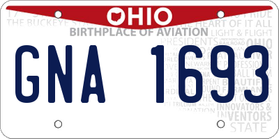 OH license plate GNA1693