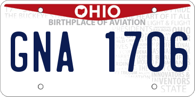 OH license plate GNA1706