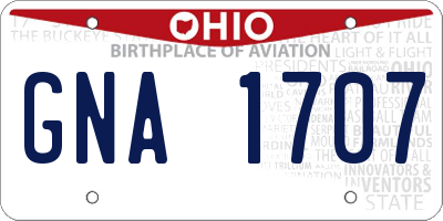 OH license plate GNA1707
