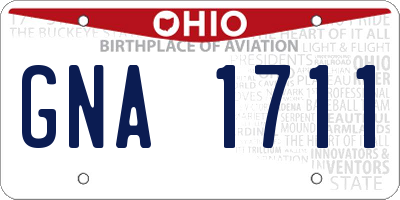 OH license plate GNA1711