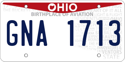 OH license plate GNA1713