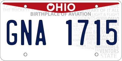 OH license plate GNA1715