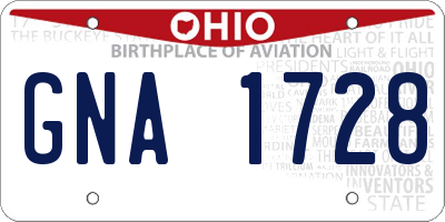 OH license plate GNA1728