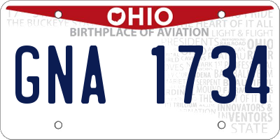 OH license plate GNA1734