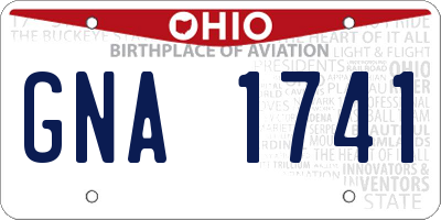 OH license plate GNA1741