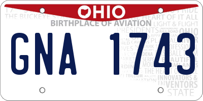 OH license plate GNA1743
