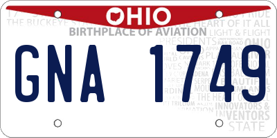 OH license plate GNA1749