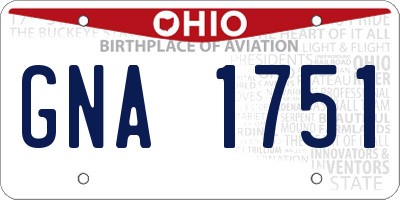 OH license plate GNA1751