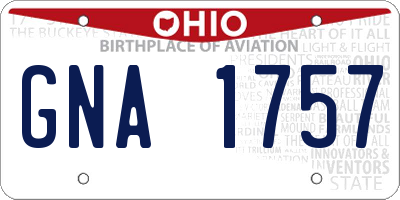 OH license plate GNA1757