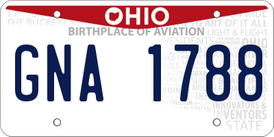OH license plate GNA1788