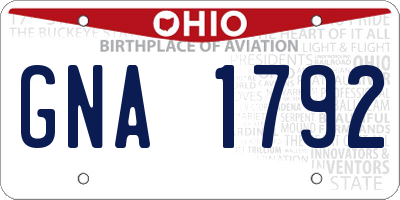 OH license plate GNA1792