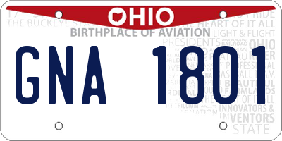 OH license plate GNA1801