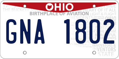 OH license plate GNA1802