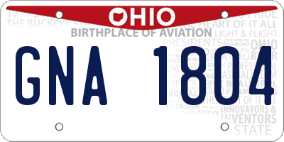 OH license plate GNA1804