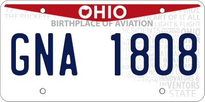 OH license plate GNA1808