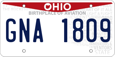 OH license plate GNA1809