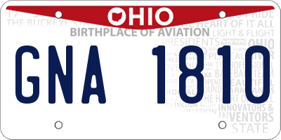OH license plate GNA1810