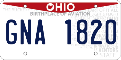 OH license plate GNA1820