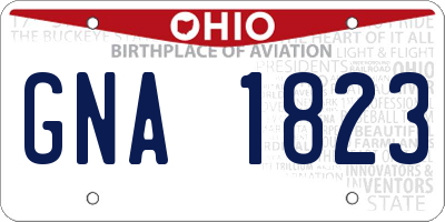 OH license plate GNA1823