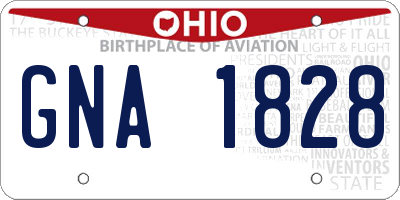 OH license plate GNA1828