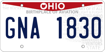 OH license plate GNA1830