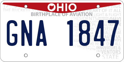 OH license plate GNA1847