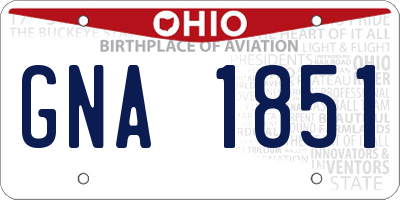 OH license plate GNA1851