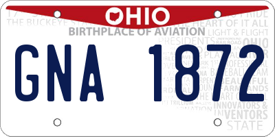 OH license plate GNA1872
