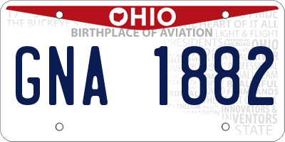 OH license plate GNA1882