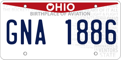 OH license plate GNA1886