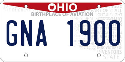 OH license plate GNA1900